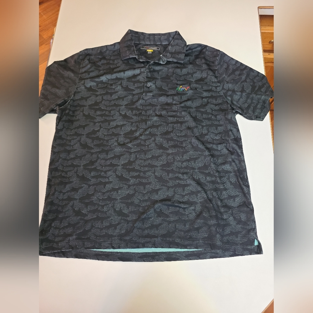 Greg Norman Collection Charcoal Patterned Polo